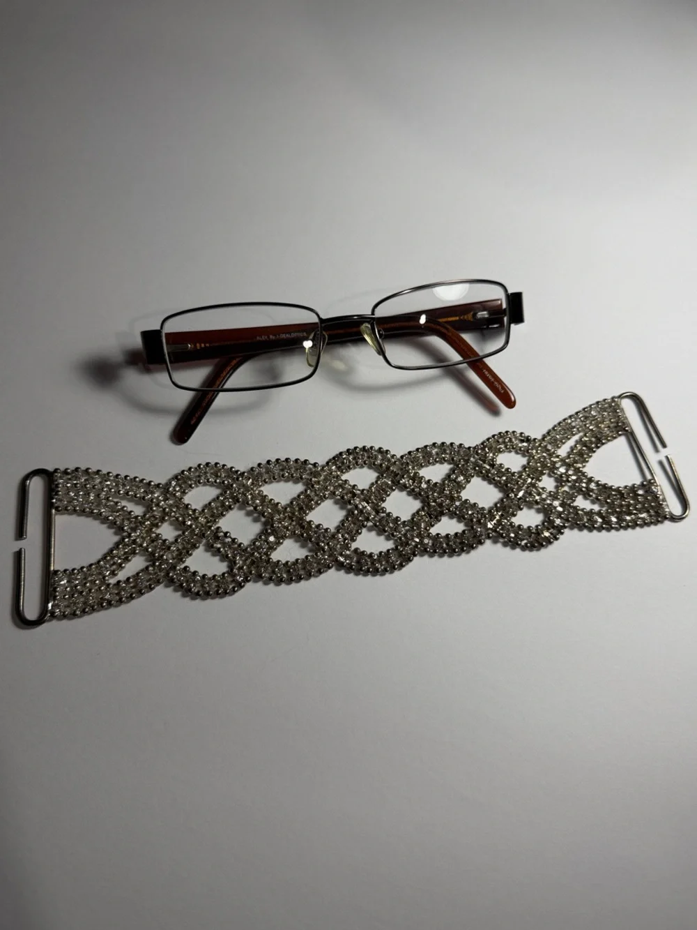 Vintage Silver Rhinestone Wristlet Strap or Choker Necklace 9
